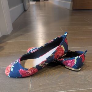 Aldo Floral Print Flats - Navy and Pink